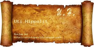 Uti Hippolit névjegykártya